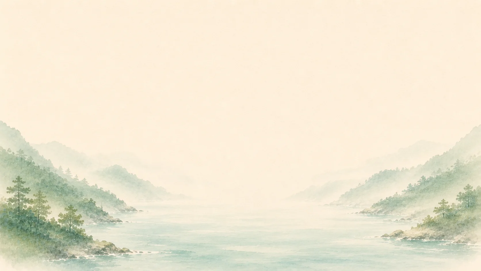 Watercolor coastal hills and sea landscape background